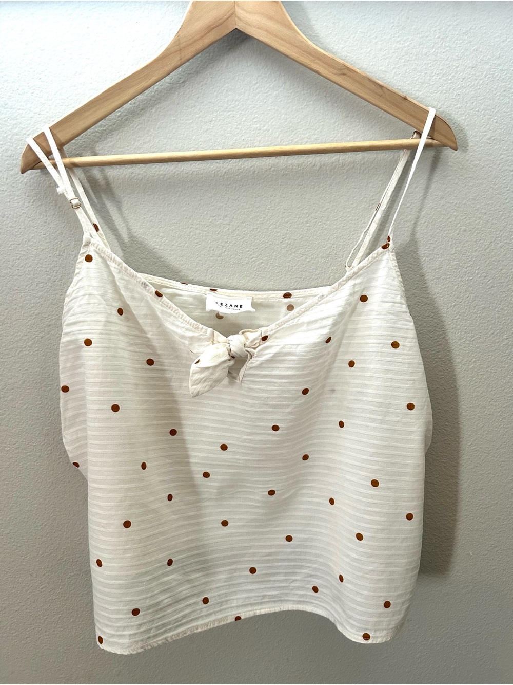 Sézane Cream Polka Dot Tie-Front Cami Top
